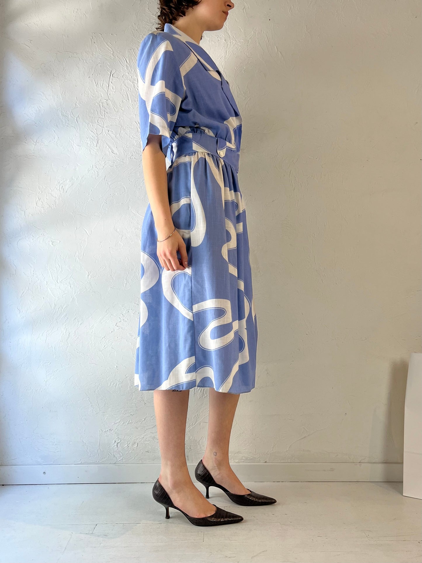 70s 'Miss Oops California' Blue Midi Dress / Medium