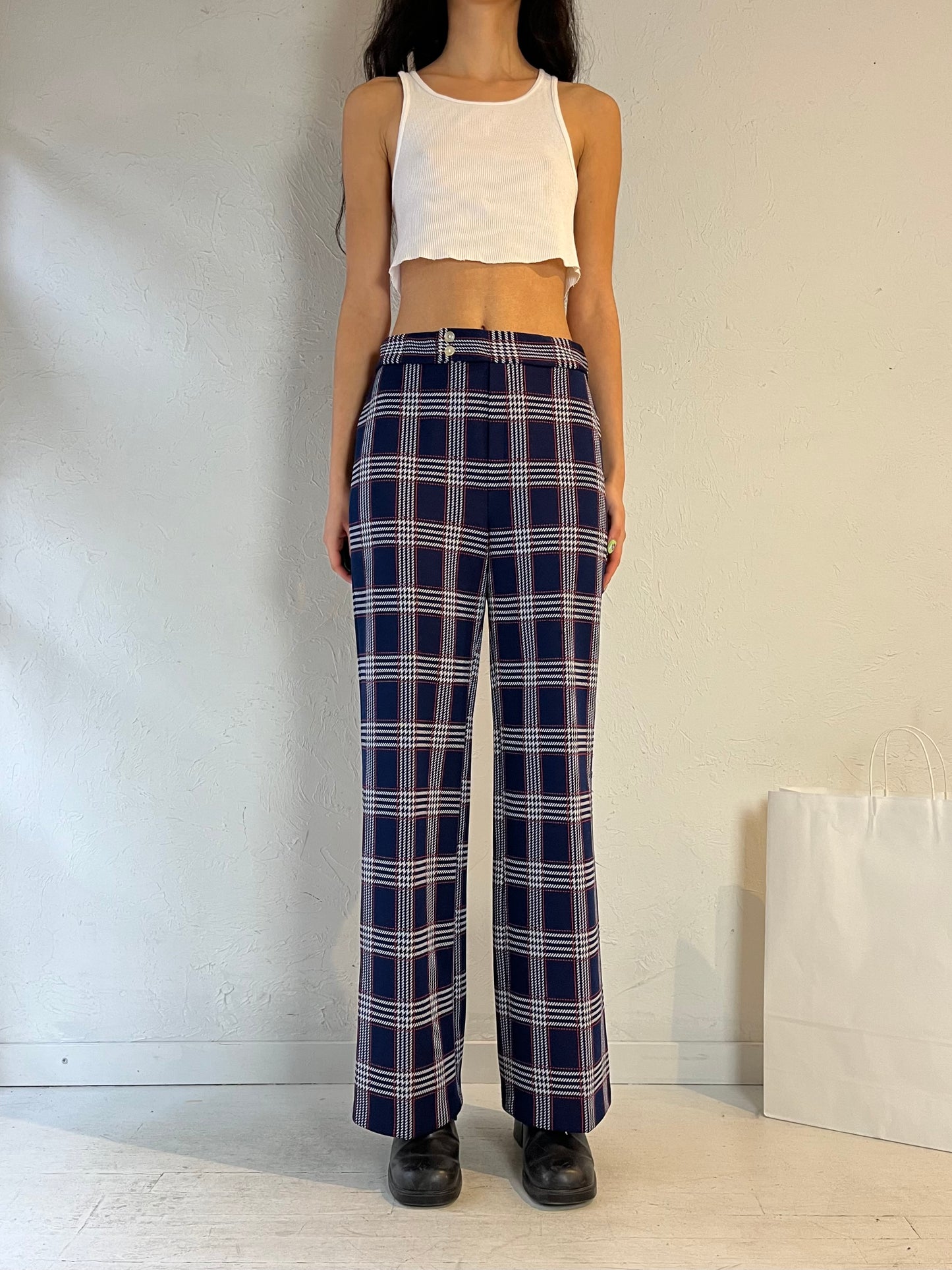 70s ‘Jack Winter’ Polyester Plaid Pants / Medium