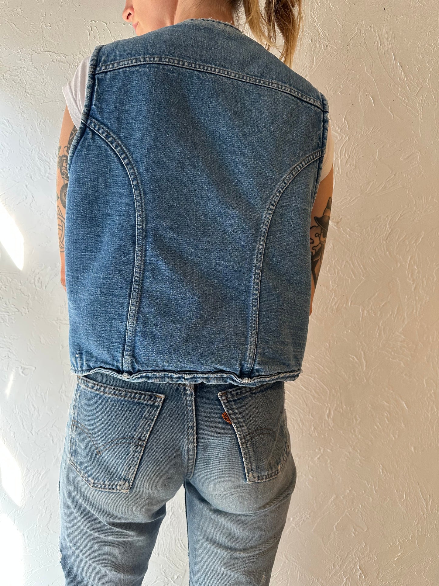 70s 'Wrangler' Denim Vest / Made in USA / Small