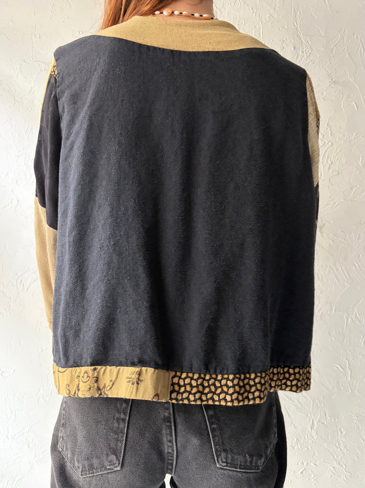 90s 'Donna Jessica' Cropped Tapestry Jacket / Vintage 1990s Retro Cropped Boho Jacket / Small