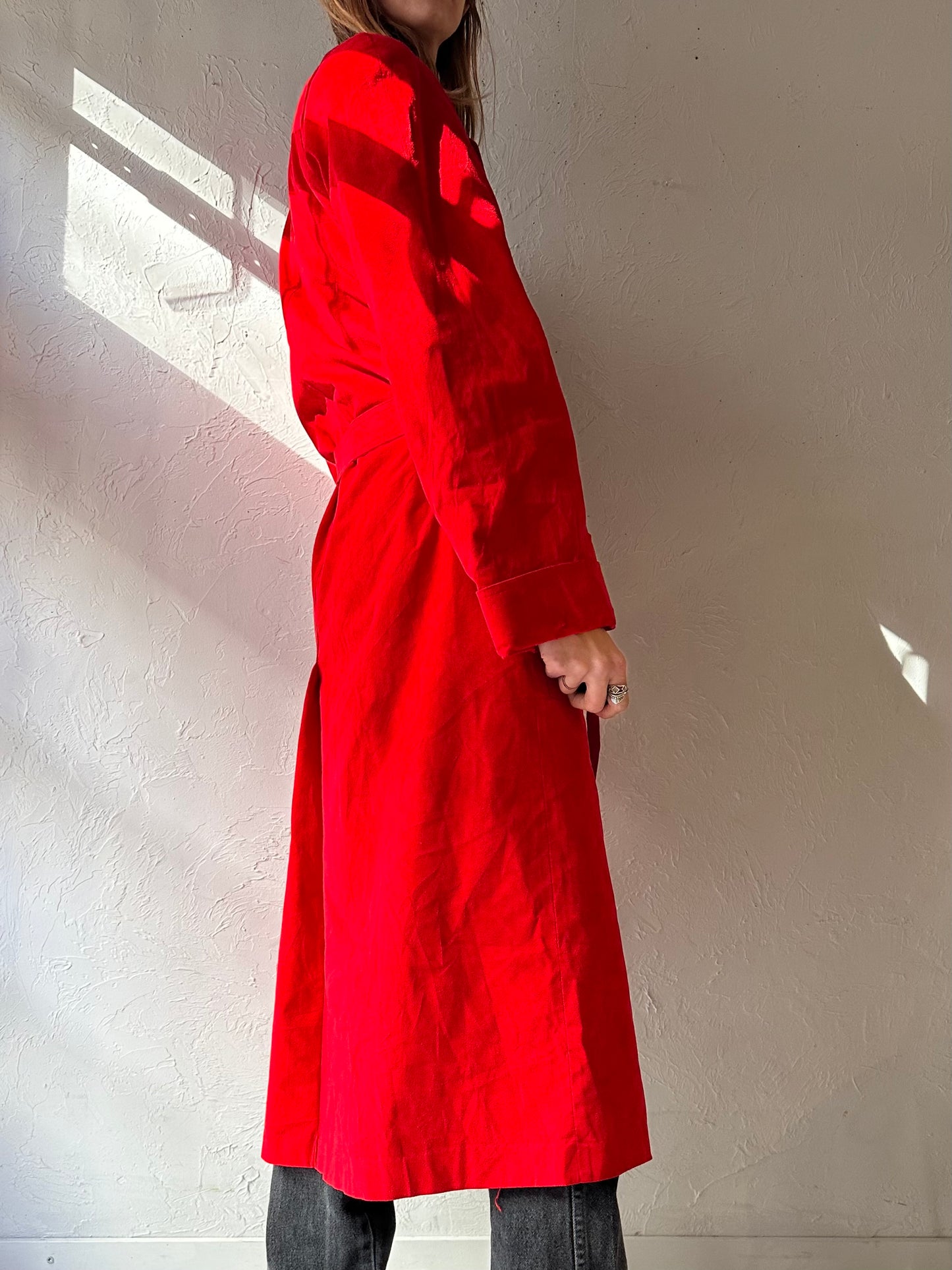 70s 'Ultra Suede' Red Trench Coat / Union Made / Medium