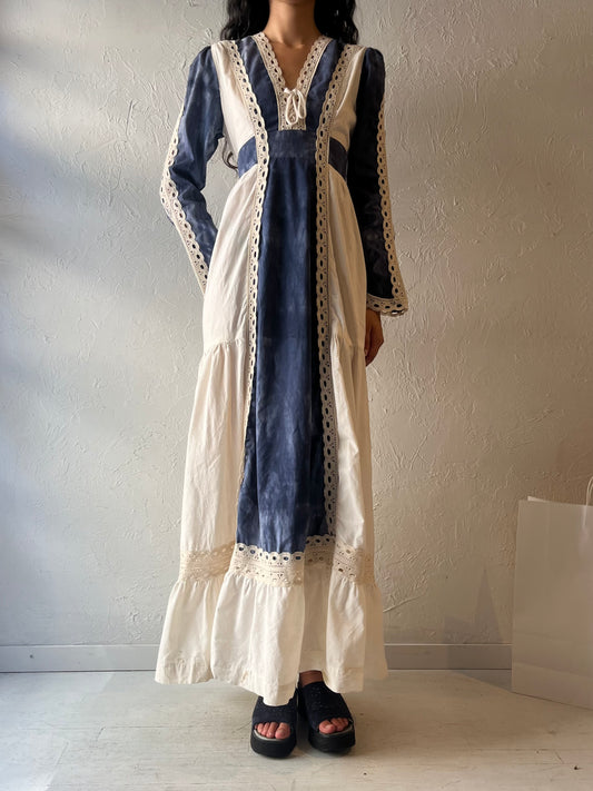 Vintage Handmade Long Sleeve Peasant Dress / Medium