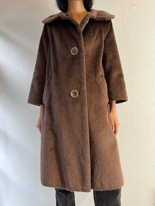 80s 'Brazotta' Brown Faux Fur Coat / Medium