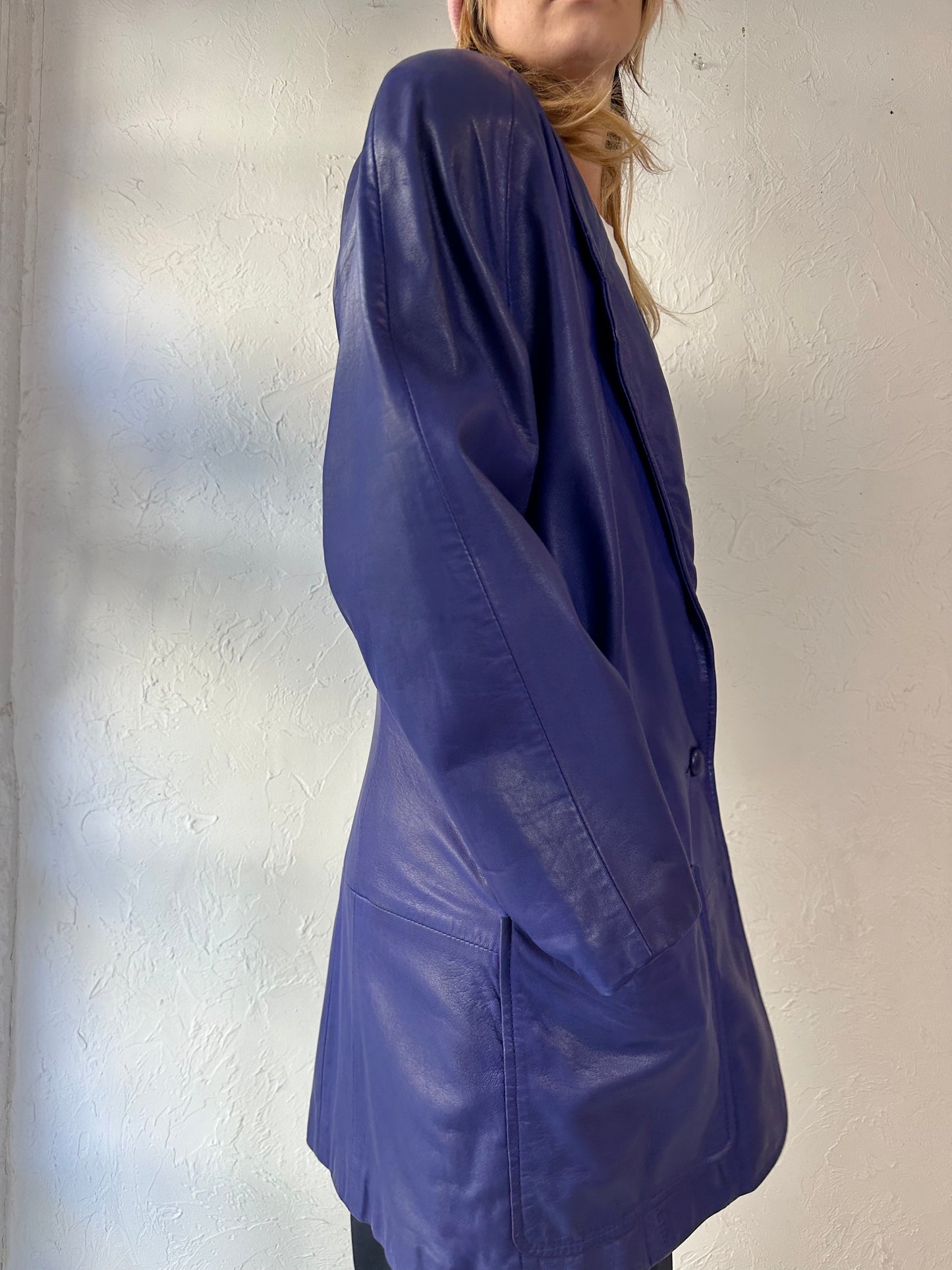 80s 'Reliable' Purple Leather Jacket / Medium