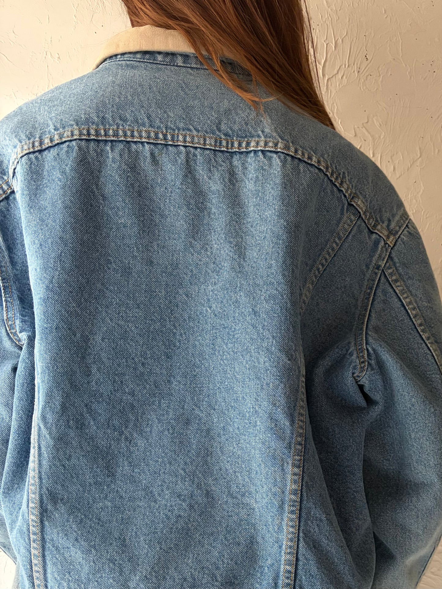 90s 'Lee Storm Rider' Light Denim Western Blanket Lined Cowboy Work Wear Jacket / Large