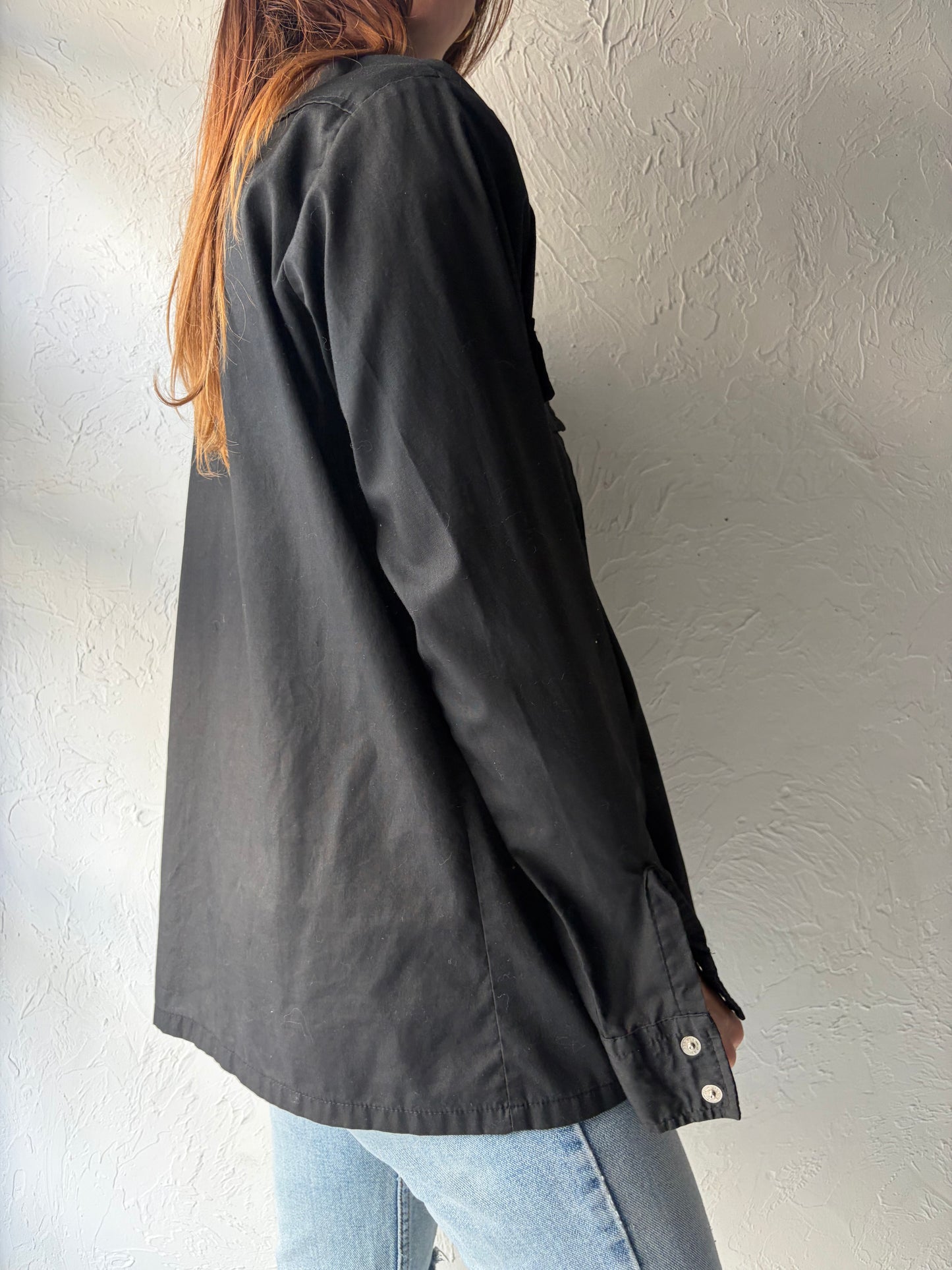 70s 'Bay 1' Black Pearl Snap Western Shirt / Medium