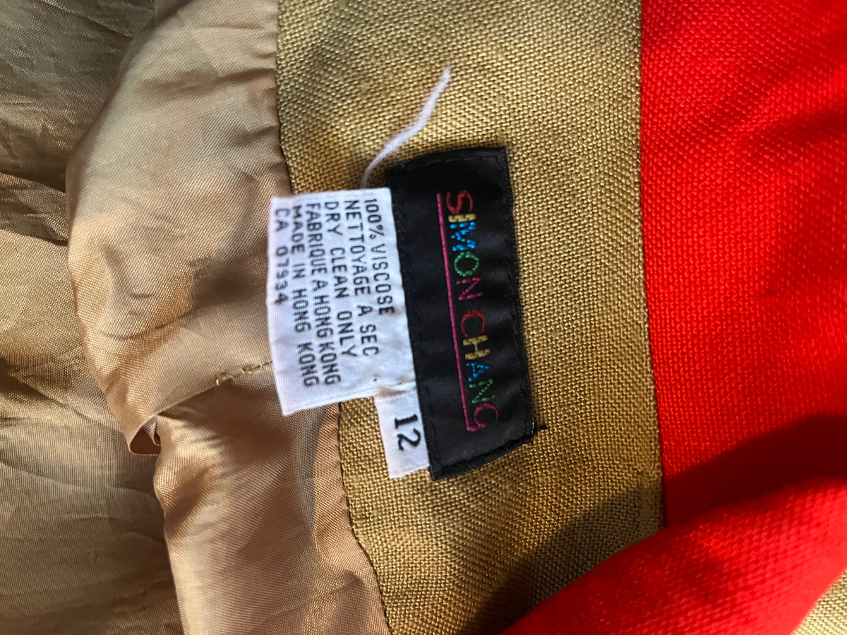 90s ‘Simon Chang’ Mustard Colorblock Mod Artsy Retro Shift  Mini Dress / Medium