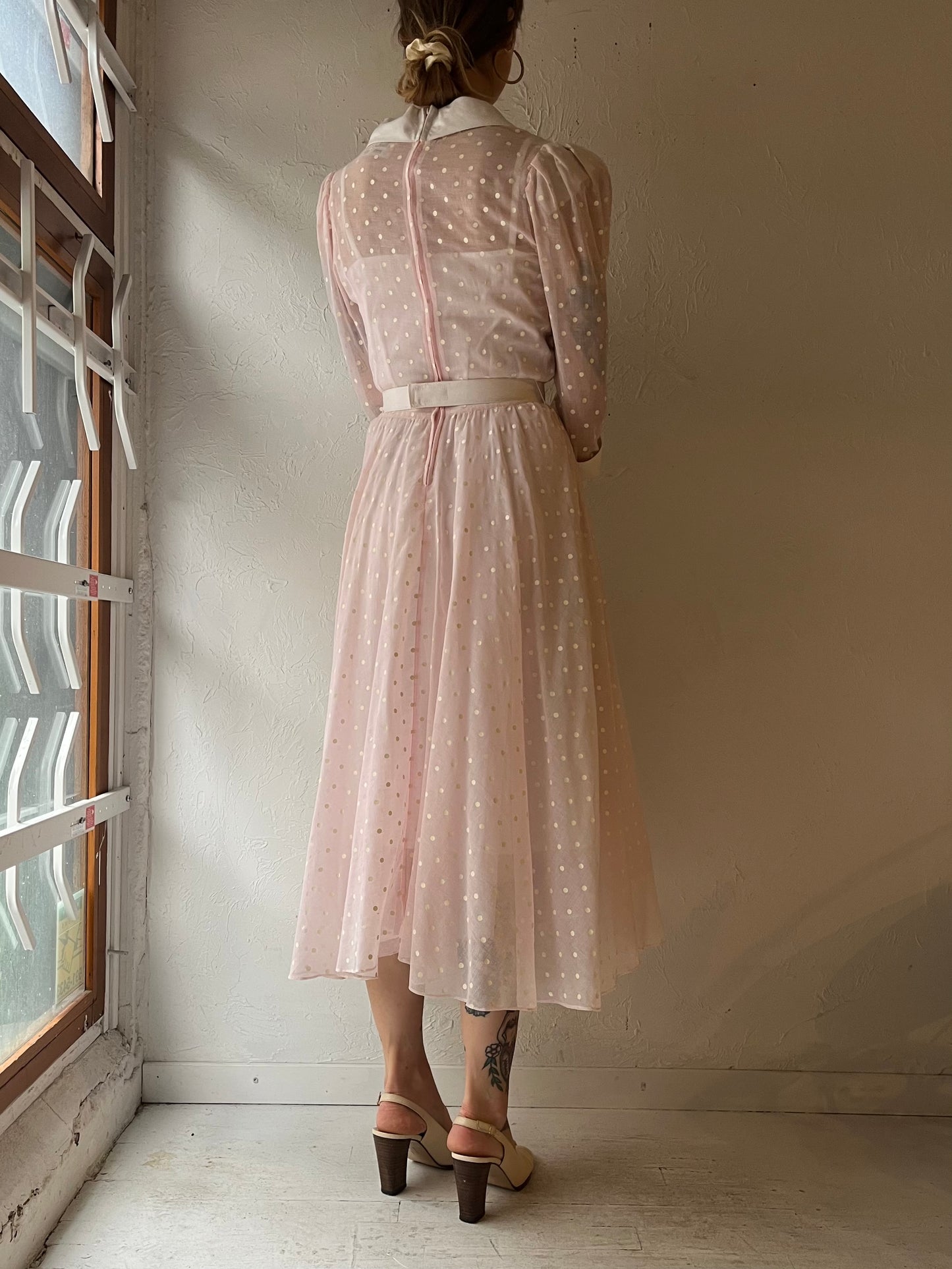 70s 'Junior Scene' Polka Dot Dress / Small