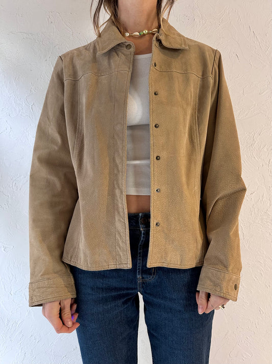 Y2k 'Wilsons' Tan Suede Leather Jacket / Large