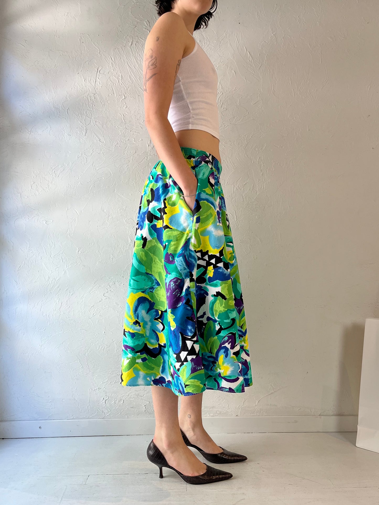 90s 'Tumbleweed' Cotton Midi Skirt / Small - Medium