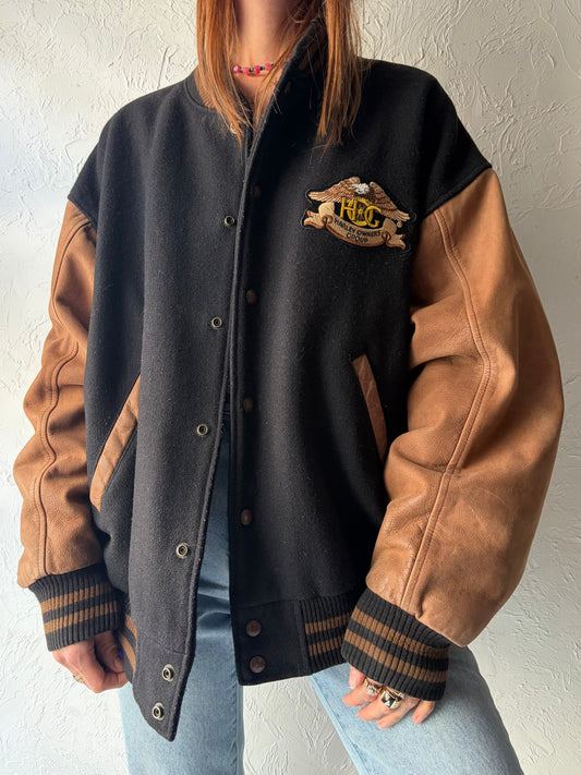 90s ‘Lamasz’ Black Harley Owners Group Varsity Style Bomber Jacket / Large