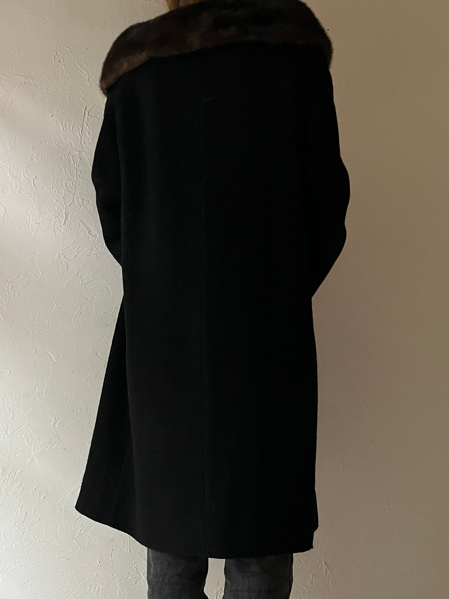 Vintage 'Shagmoor' Black Knit Coat / Union Made / Medium