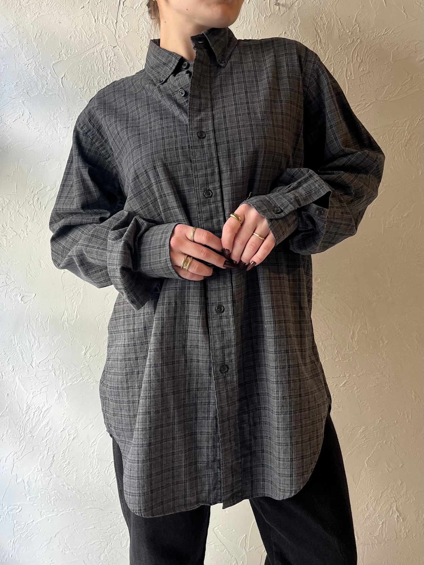 Y2K ‘Ralph Lauren’ Gray Plaid Shirt / Medium