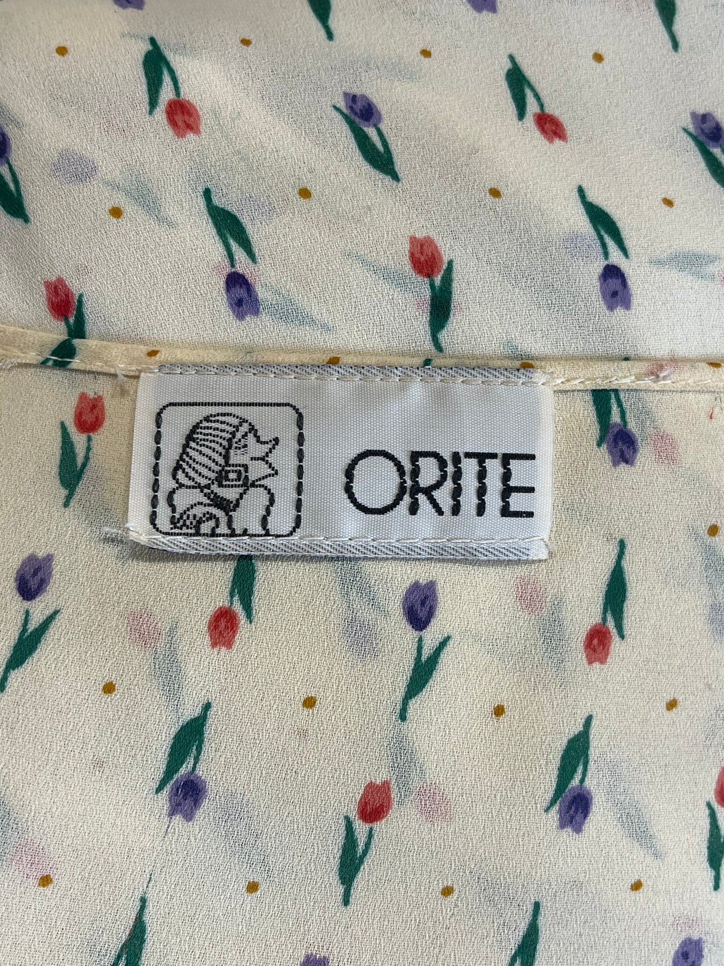 80s 'Orite' Cream Tulip Dress / Small