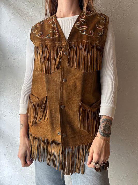 70s Suede Fringe Vest / Large