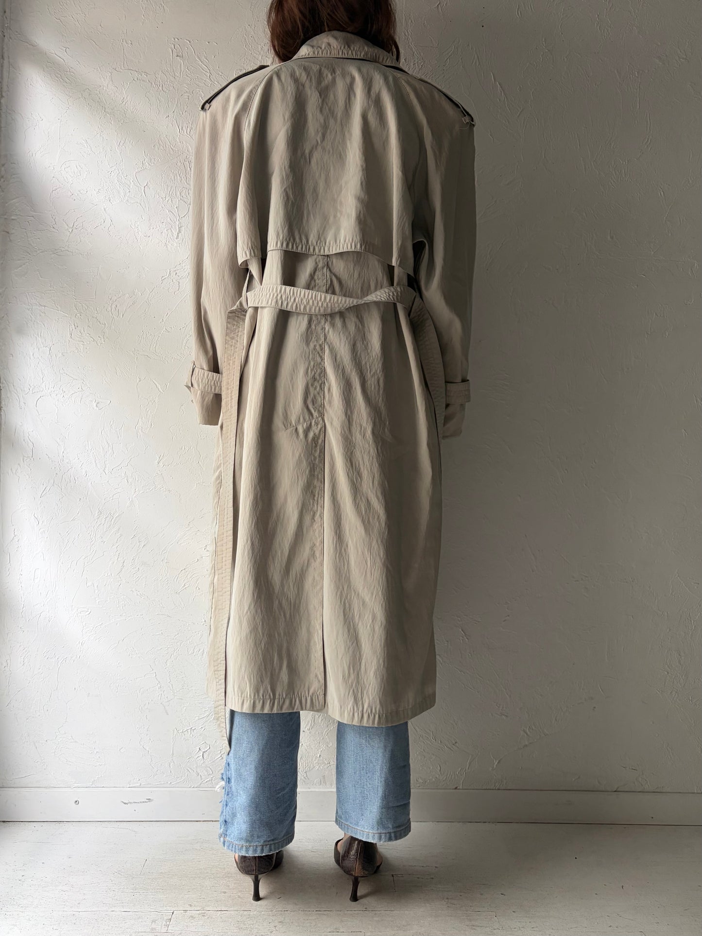 90s 'Dorothy Roberts' Beige Light Weight Trench Coat / Medium