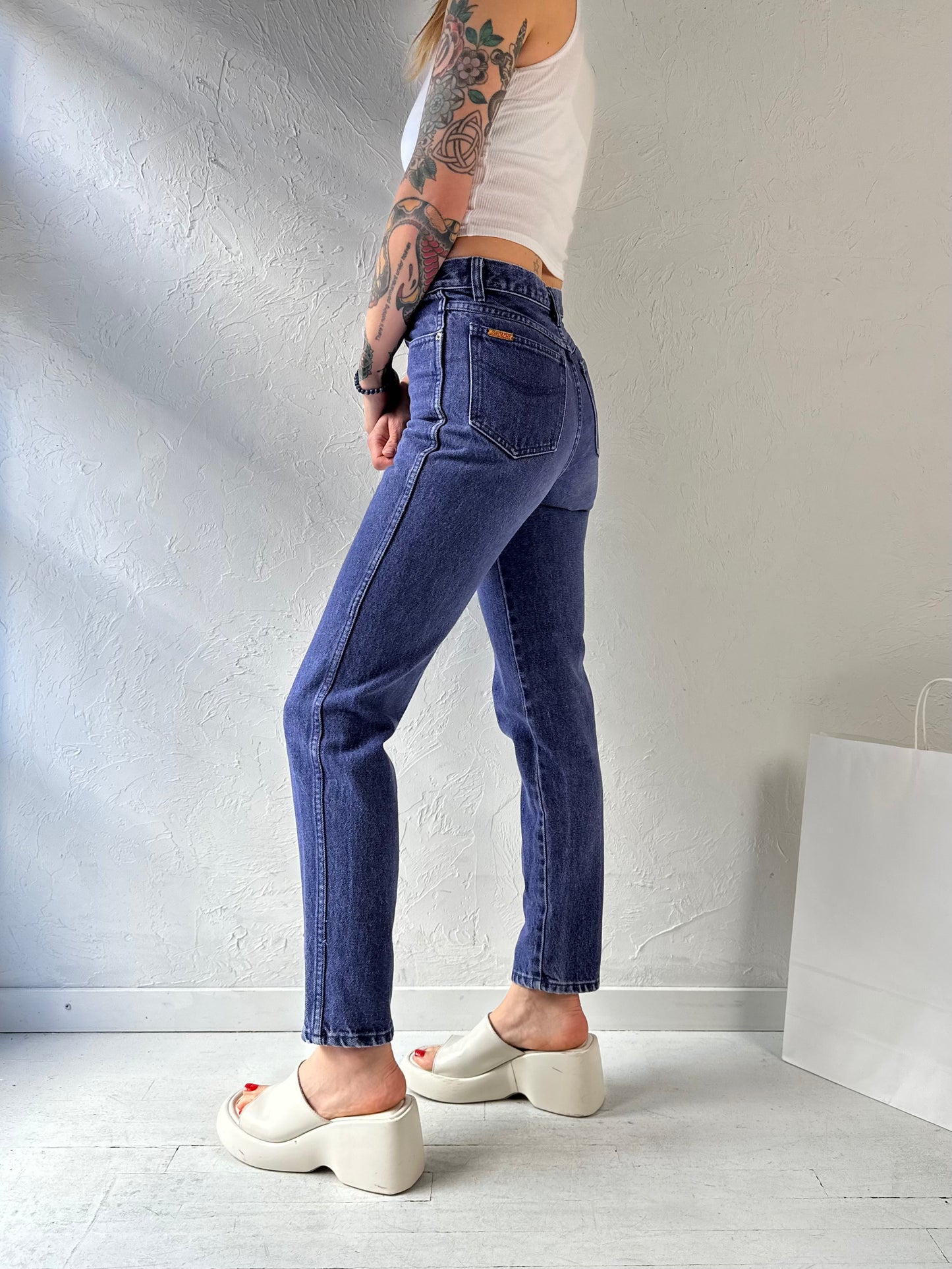 90s ‘Jordache’ Purple Skinny High Waisted Jeans / 24" Waist
