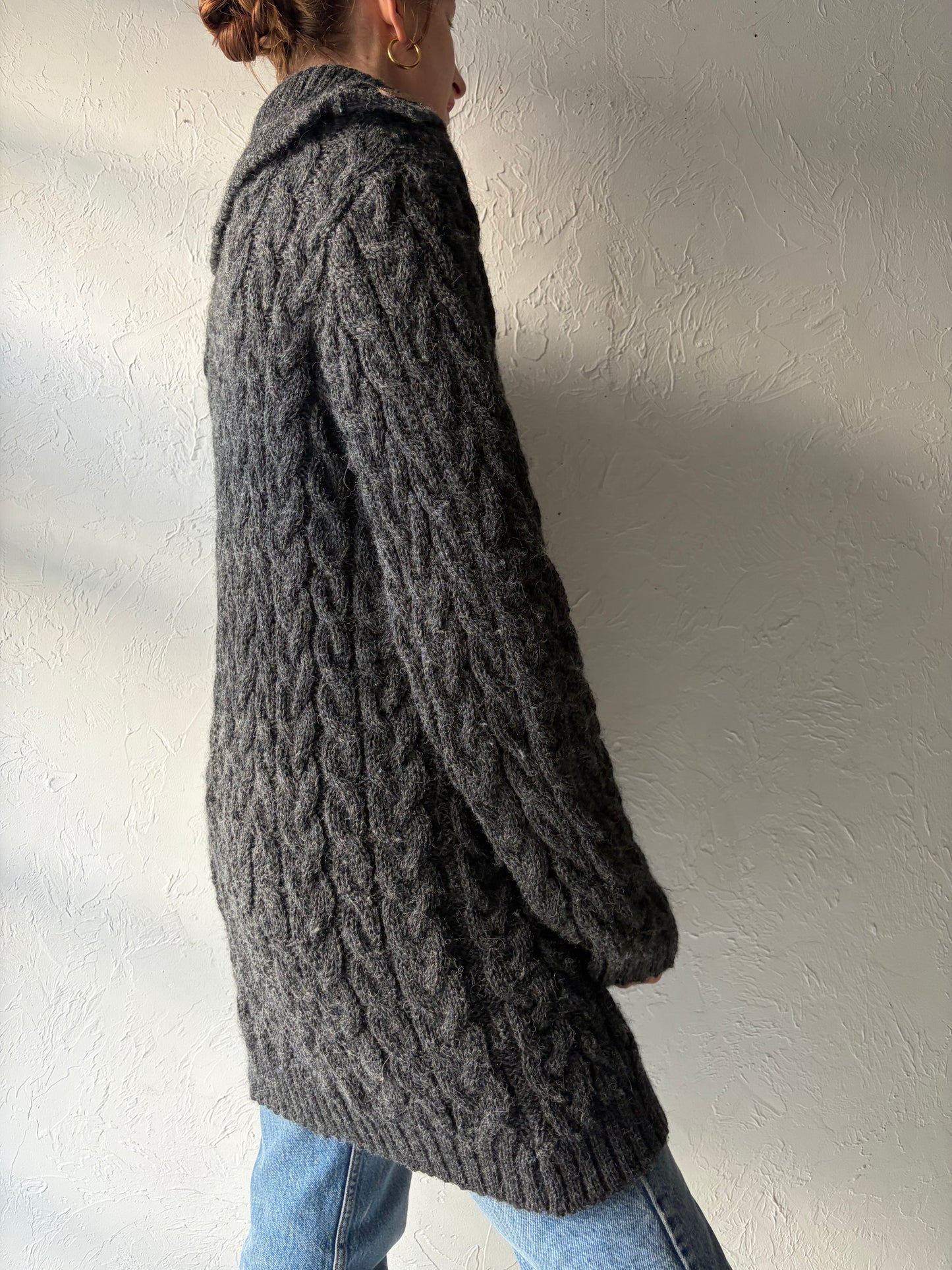 90s 'Highland Industries' Gray Wool Cardigan Sweater / Medium