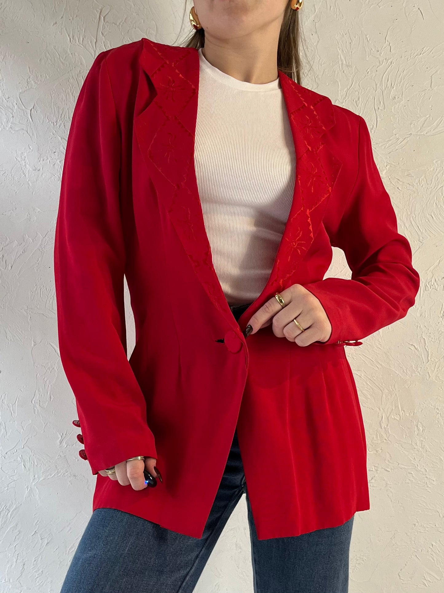 90s ‘Tap Dance’ Red Blazer Jacket / Small