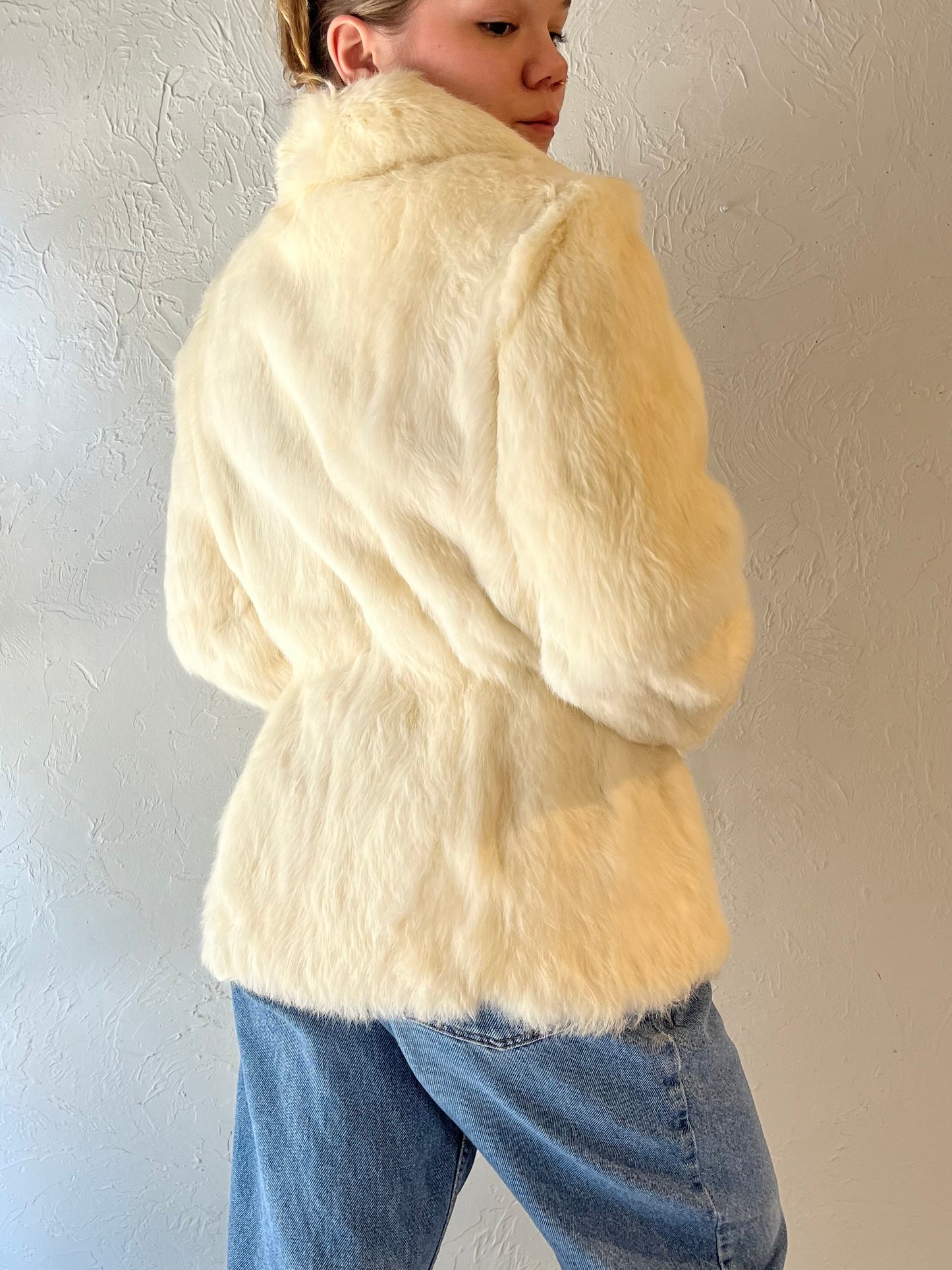 Vintage 'Jaques Aran' White Fur Jacket / Small