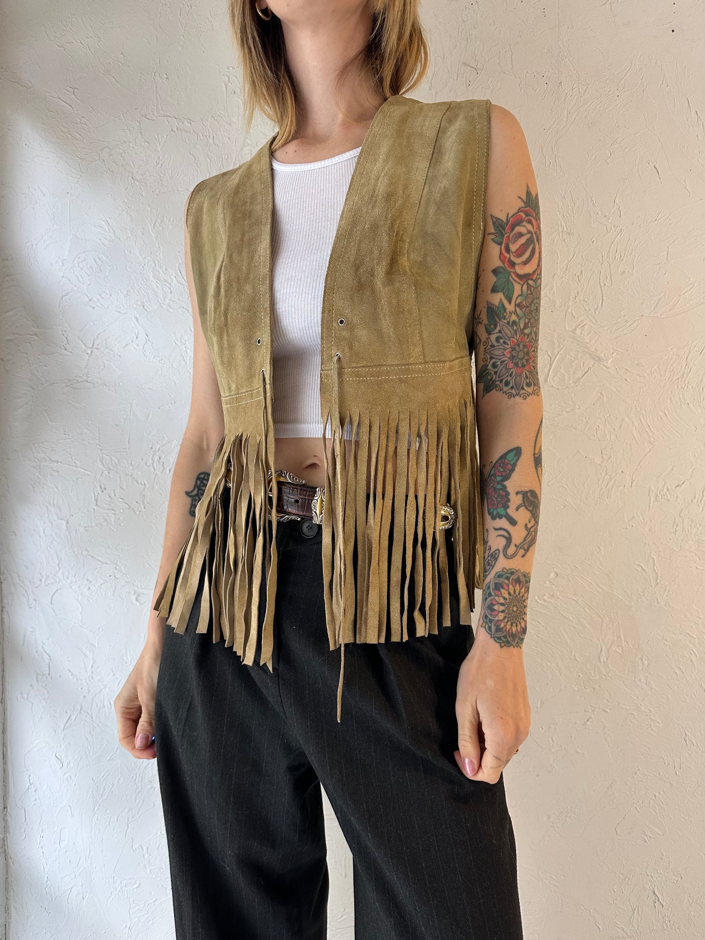 70s 'Bagatelle' Suede Fringe Vest / Small