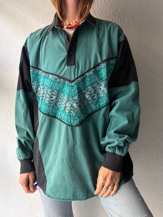 90s 'Roper' Thick Cotton Western Pullover / Large