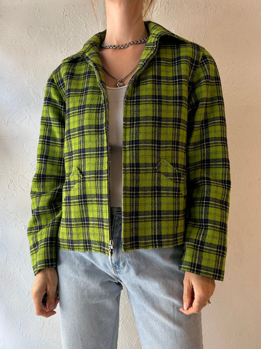 90s 'Maurices' Green Plaid Jacket / Medium