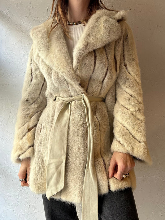 60s 'Malacky Furs' White Fur Coat / Medium
