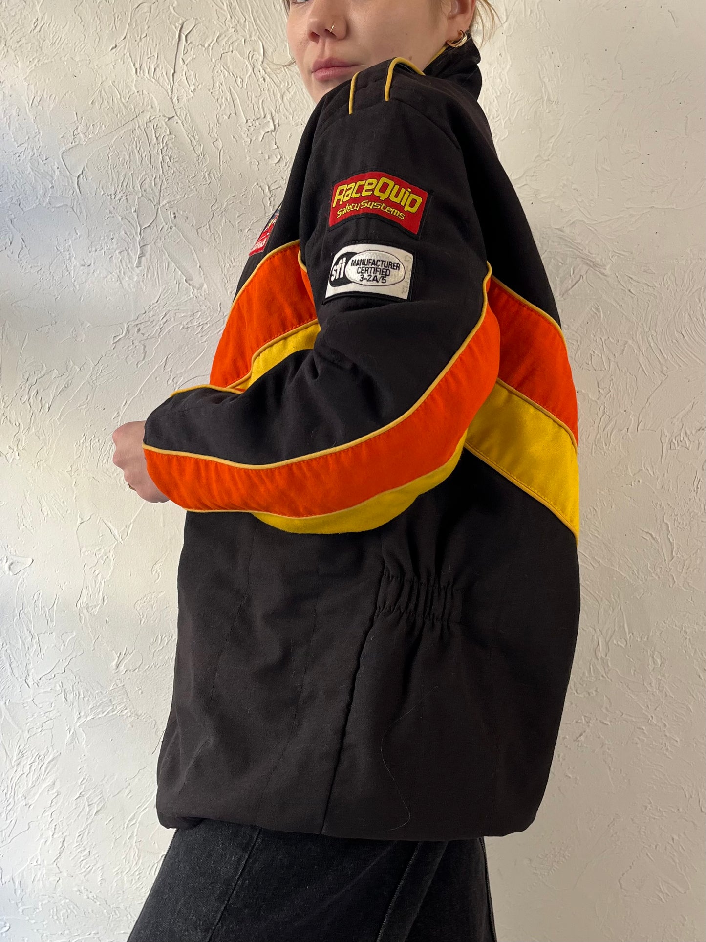 Vintage Retro Black Racing Jacket / Medium