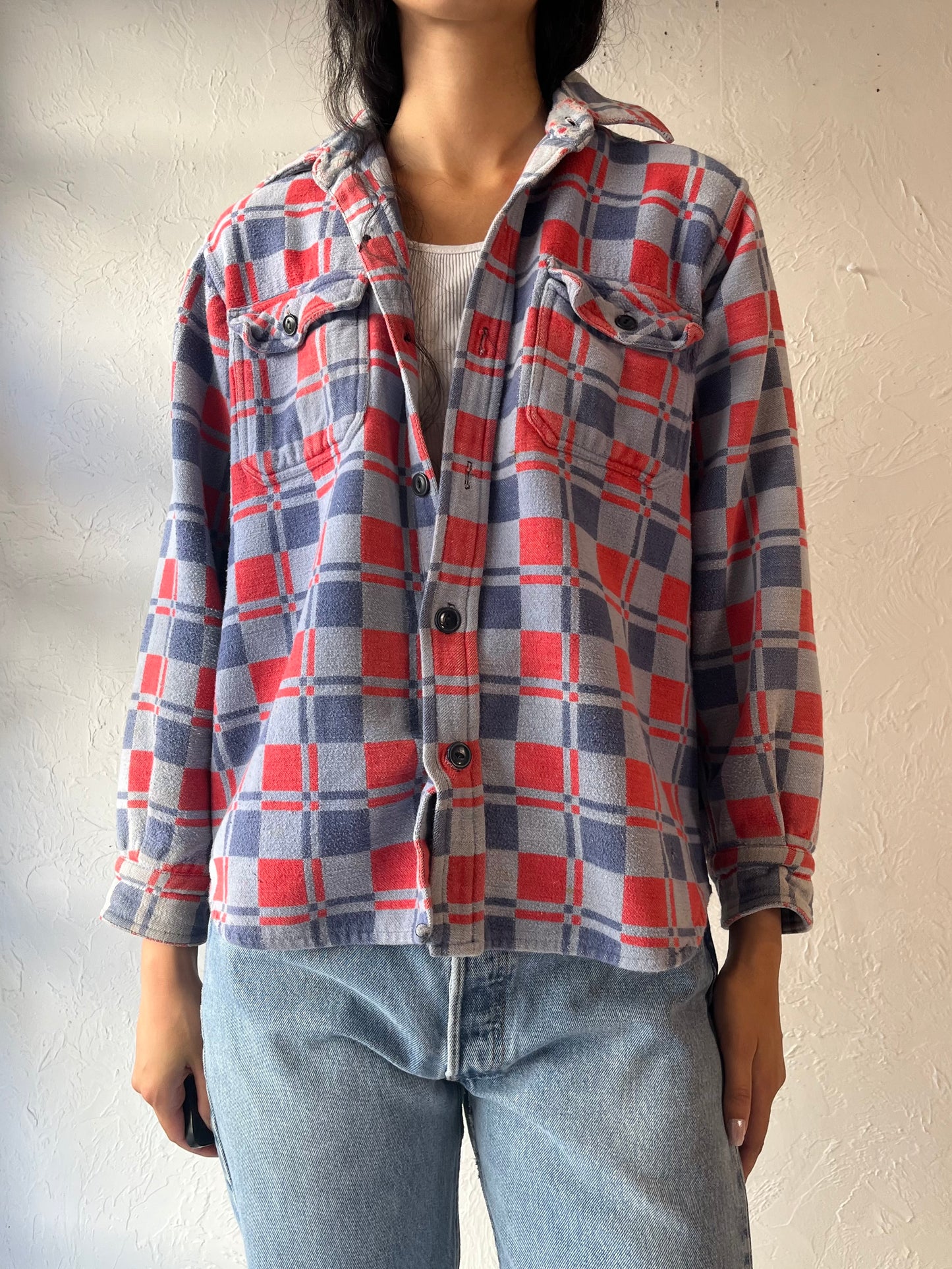 Vintage 'Champion' Thick Cotton Flannel Shirt / Medium