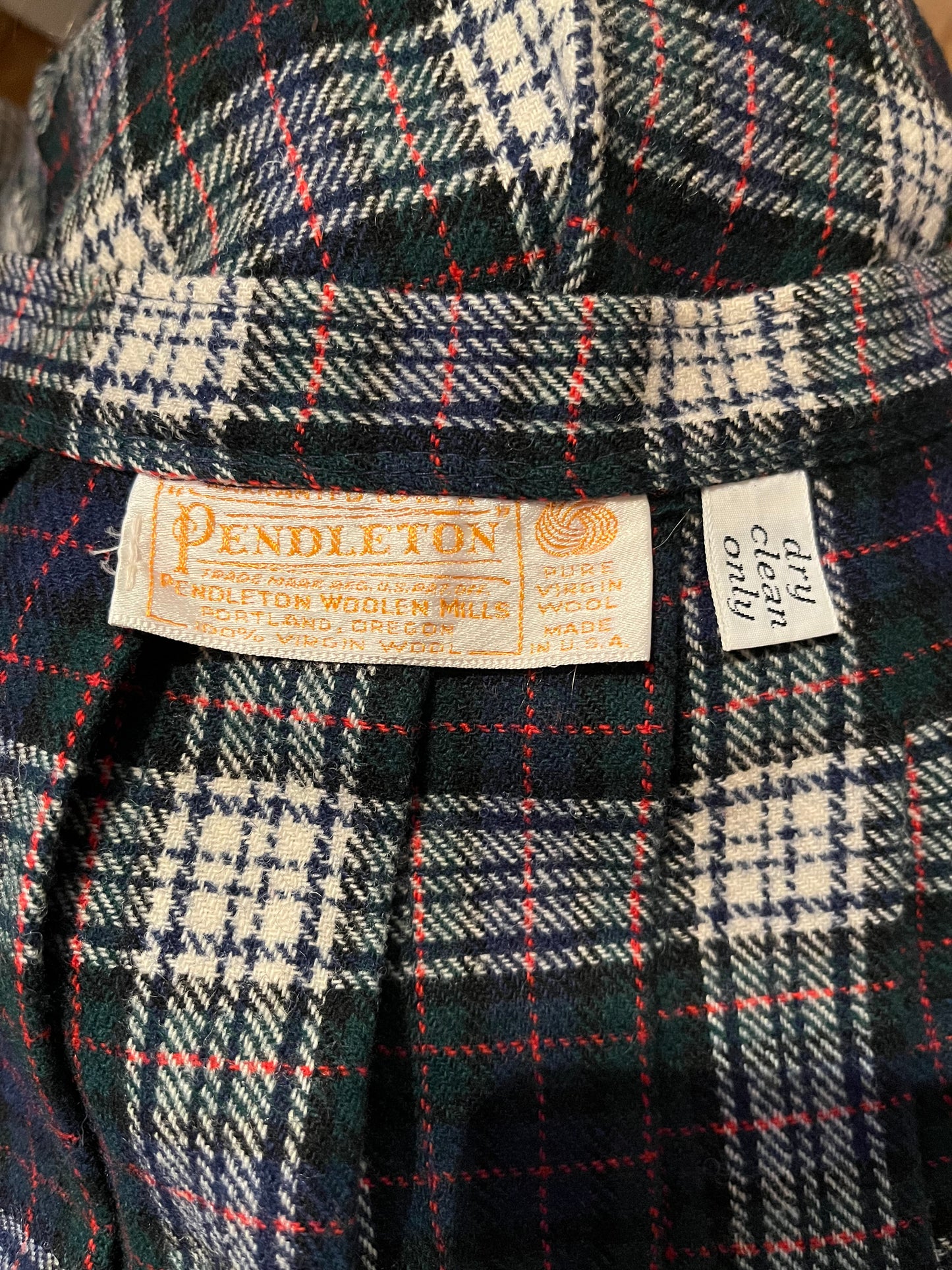 90s 'Pendleton' Plaid Wool Midi Wrap Skirt / Small