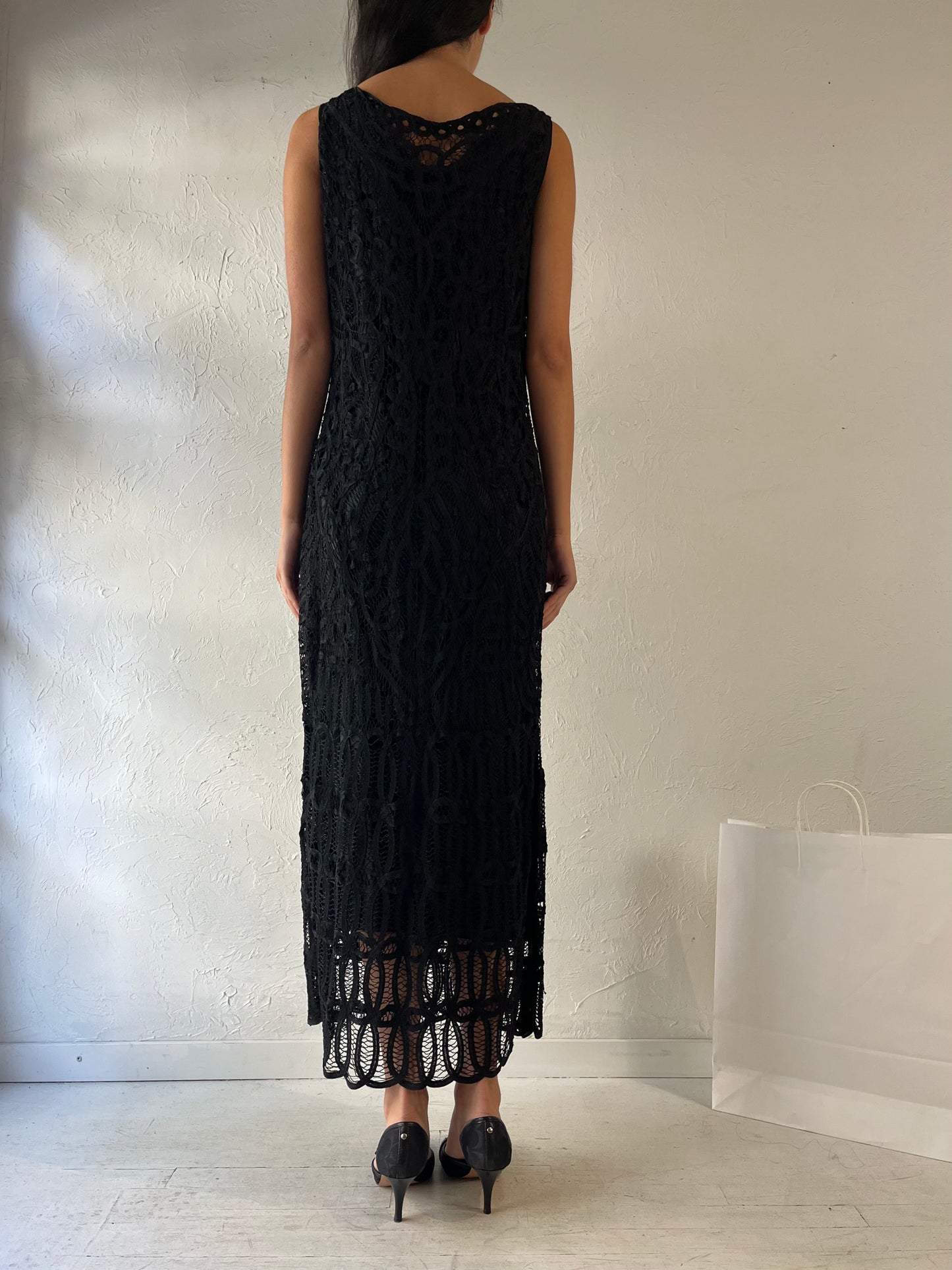 Y2K ‘Carol Little’ Black Crochet Dress / Medium