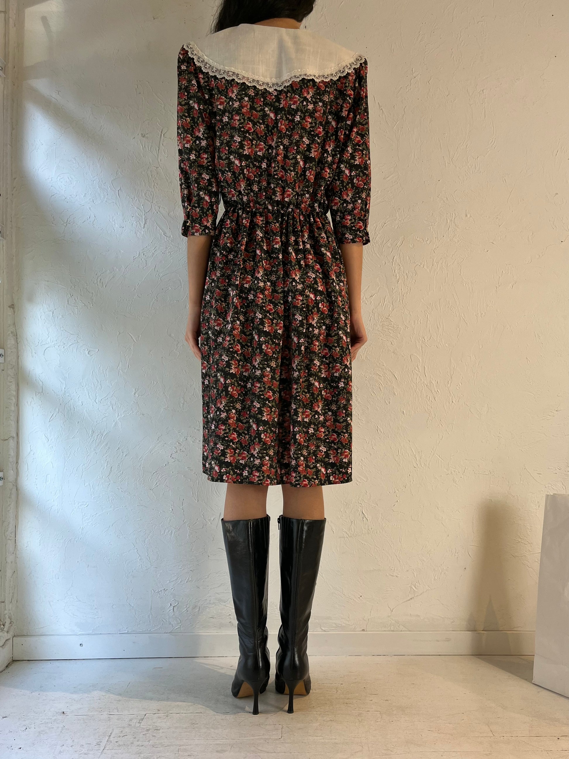 80s ‘Breli’ Floral Print Union Made Midi Dress / Large