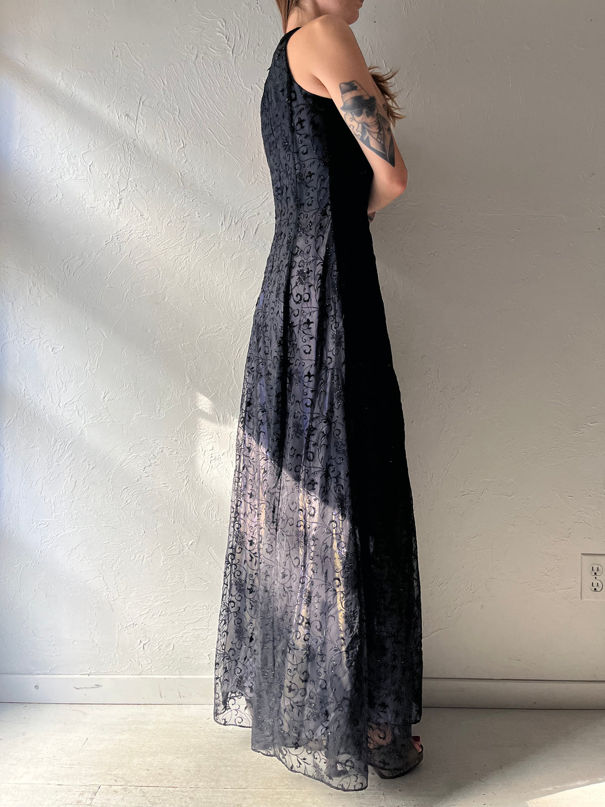 90s 'Betsey & Dam' Burnt Velvet Goth Formal Dress / Medium