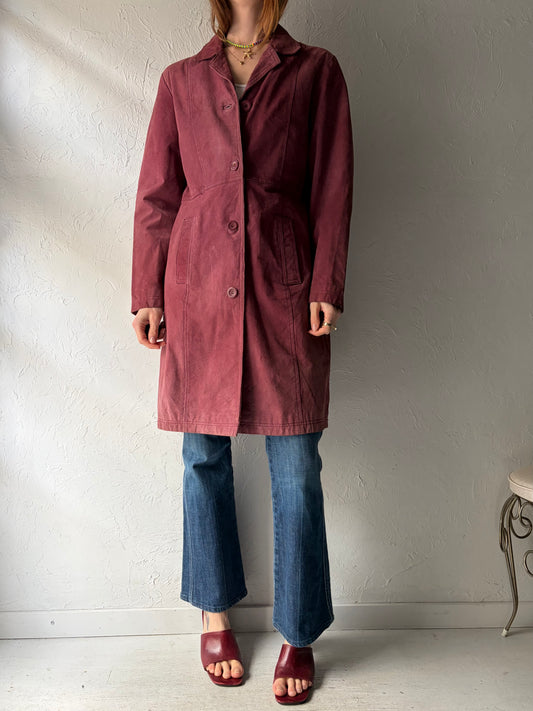 Y2k 'Gasoline' Burgundy Suede Leather Jacket / Medium