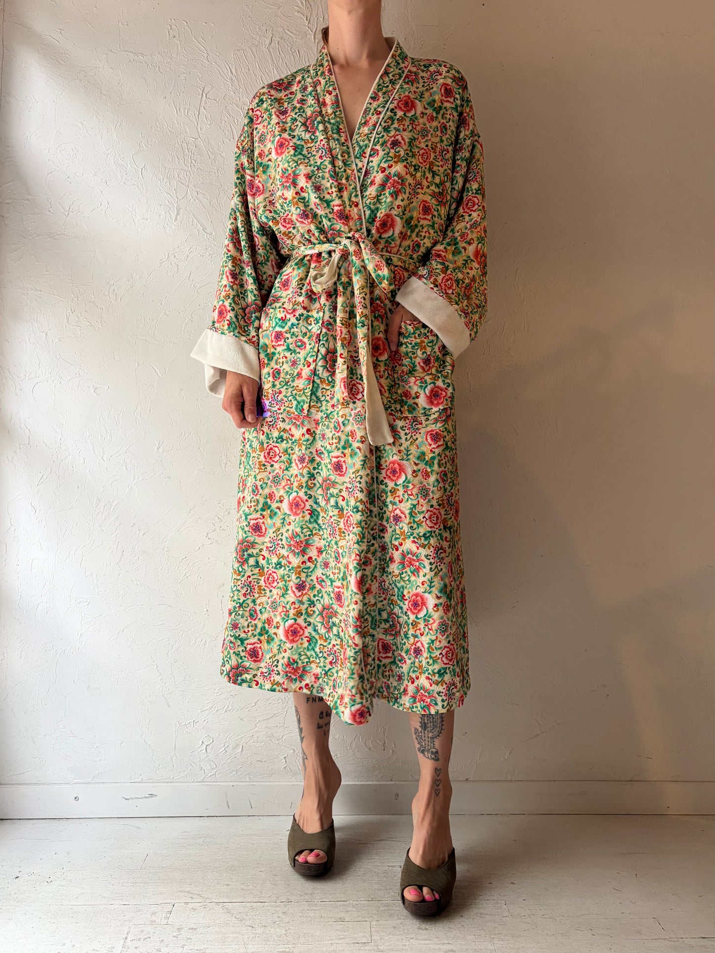 Vintage 'Victorias Secret' Gold Label Floral Robe / Medium - Large
