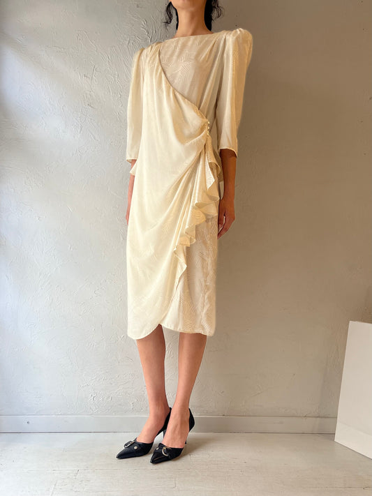 80s ‘Orite’ Cream Midi Wrap Dress / Medium