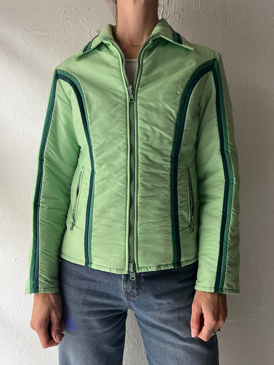 70s 'Innsbruck' Green Winter Puffer Jacket / Small