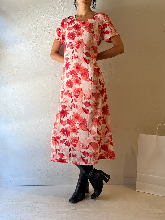 90s ‘Carol Reed’ Pink Floral Dress / Small