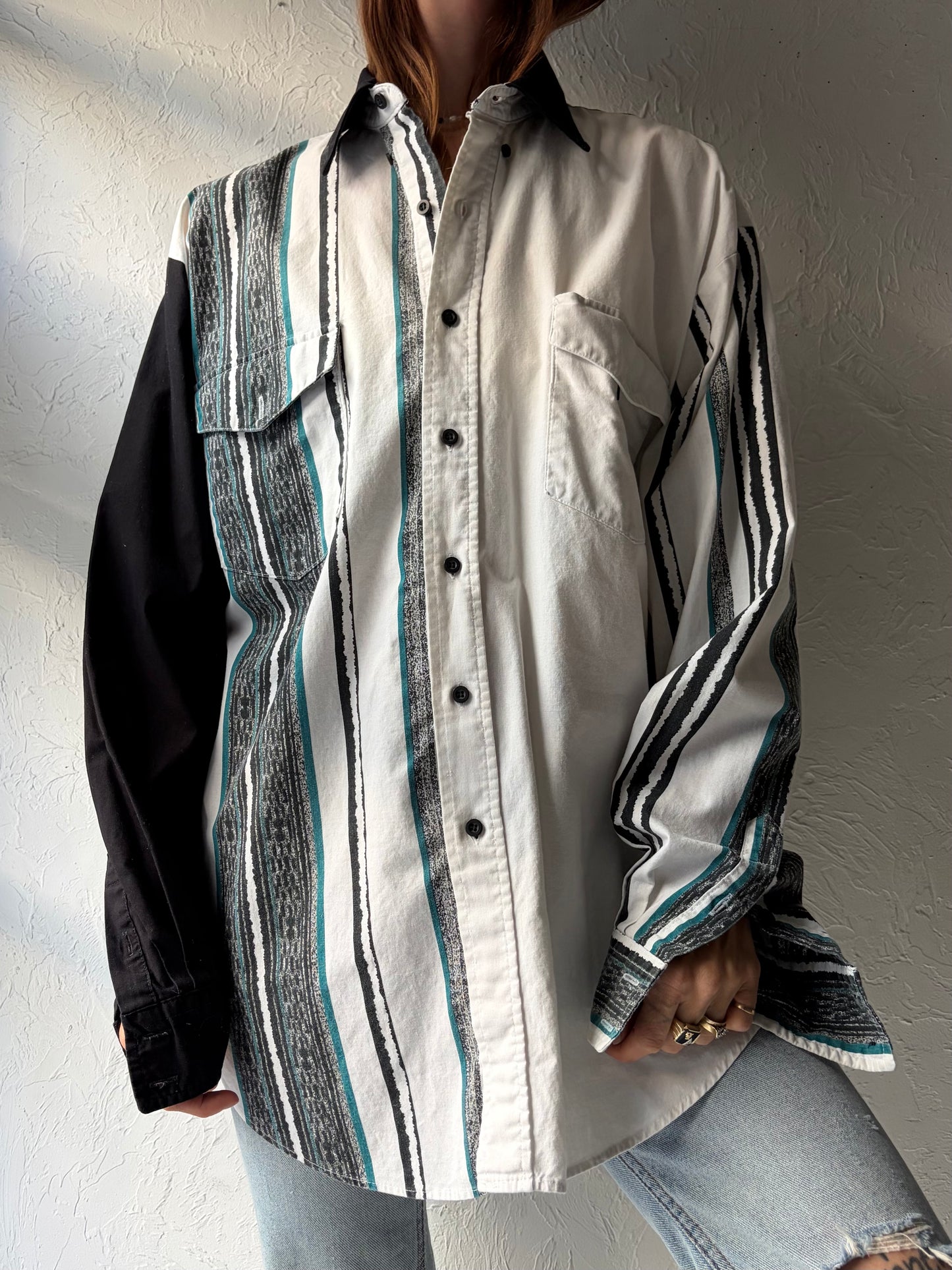 80s 'Roper' Button Up Cotton Western Shirt / XL