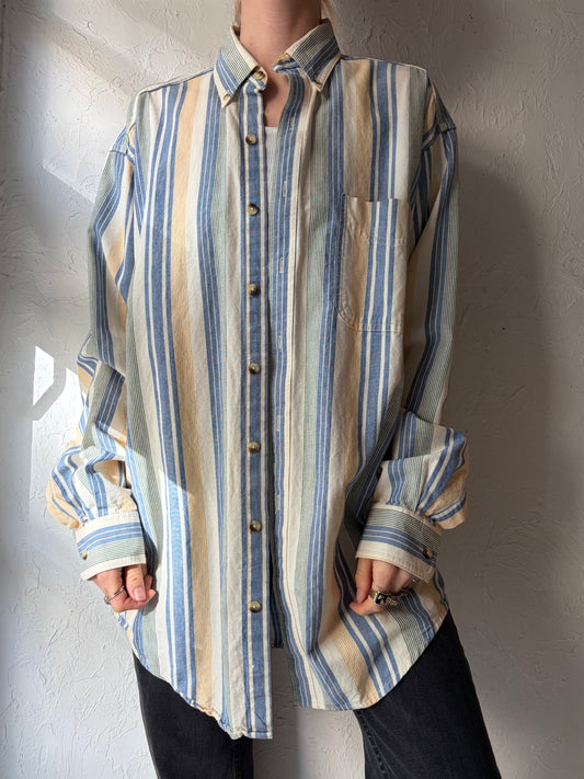 90s 'LL Bean' Striped Shirt / Medium