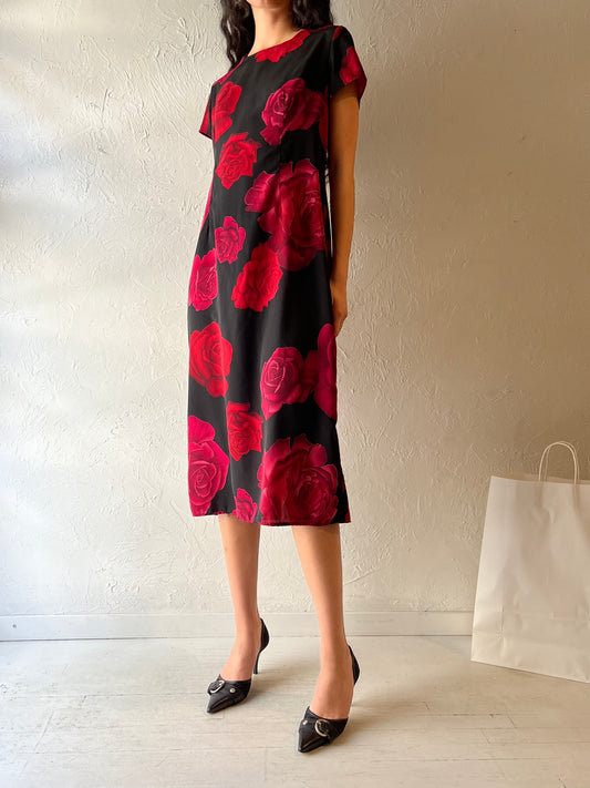 90s ‘FAIRWEATHER’ Floral Print Dress / Medium