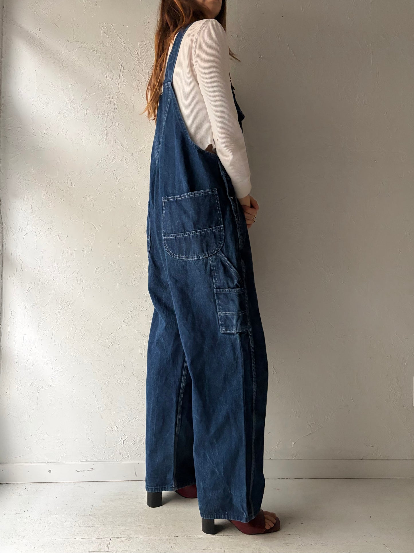Vintage 'Key' Dark Wash Denim Work Wear Overalls / XL
