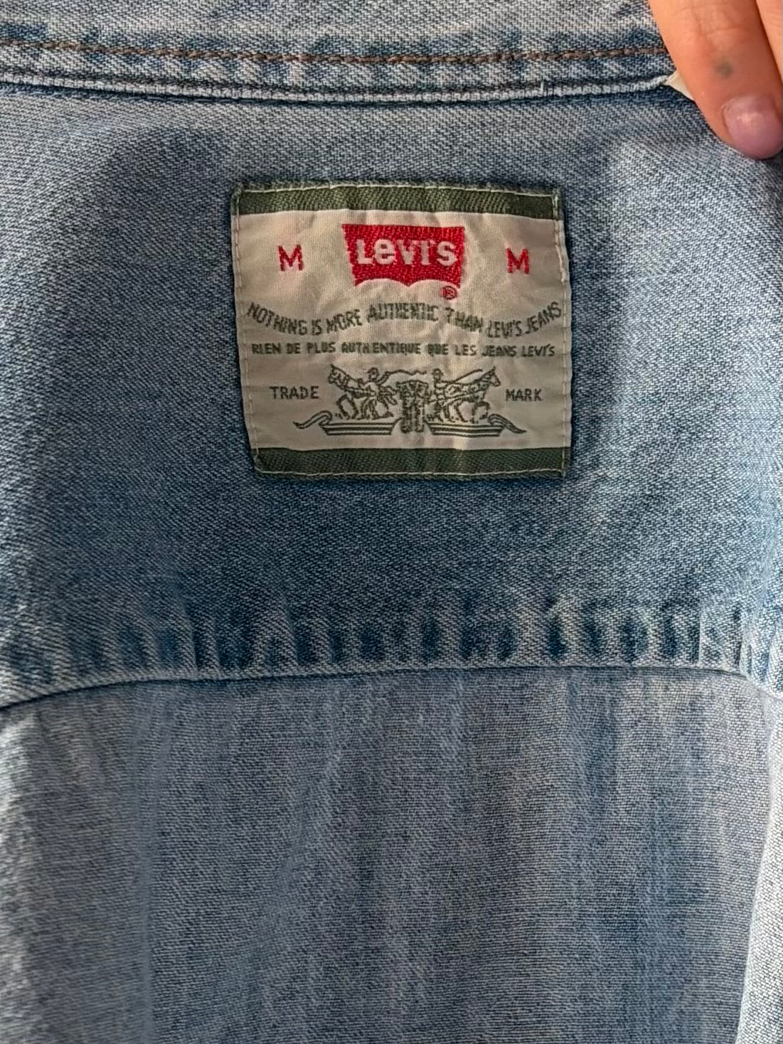 90s 'Levis' Button Up Denim Shirt / Medium