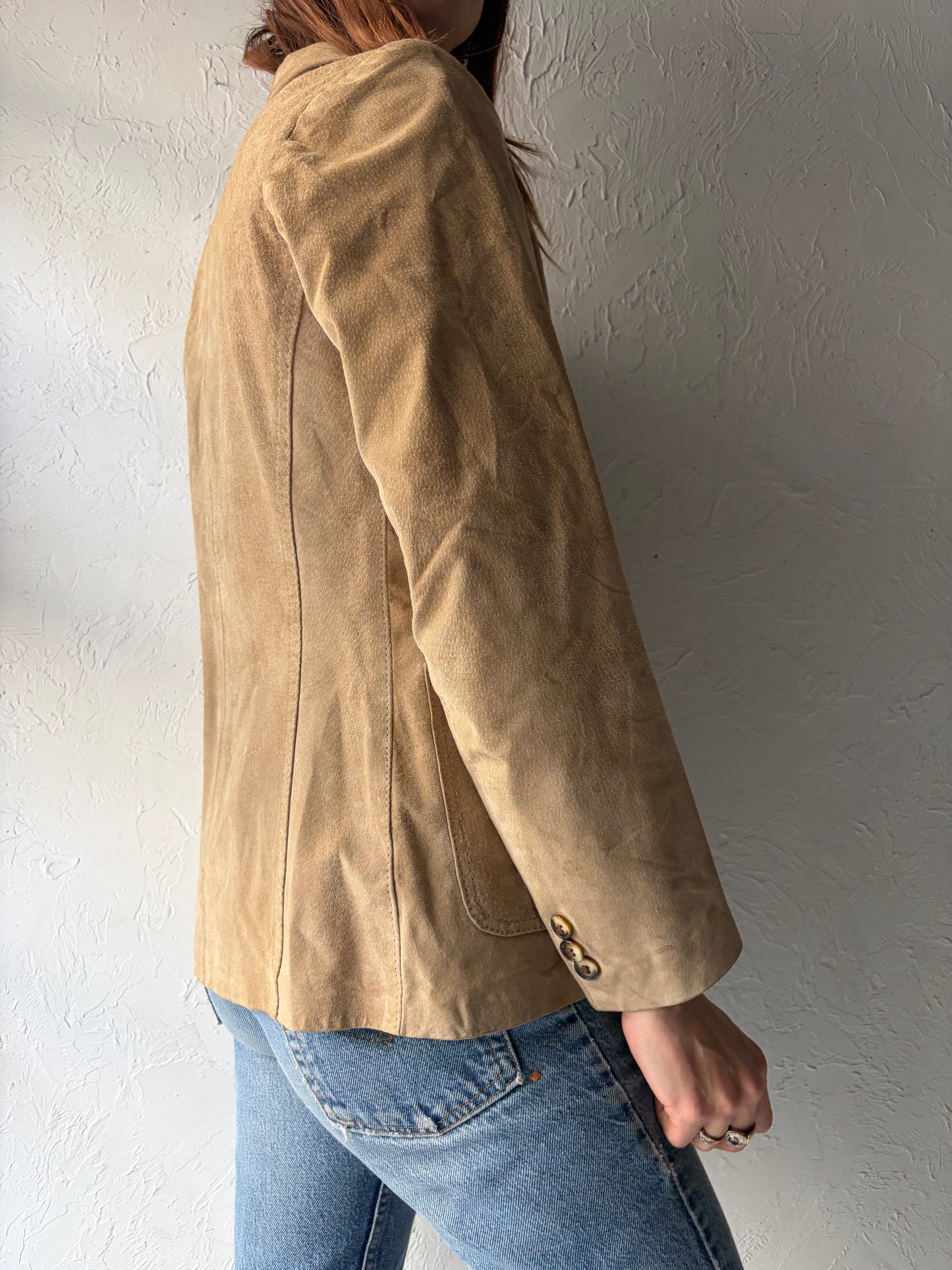 90s 'Johnathan Christopher' Suede Leather Blazer Jacket / Small