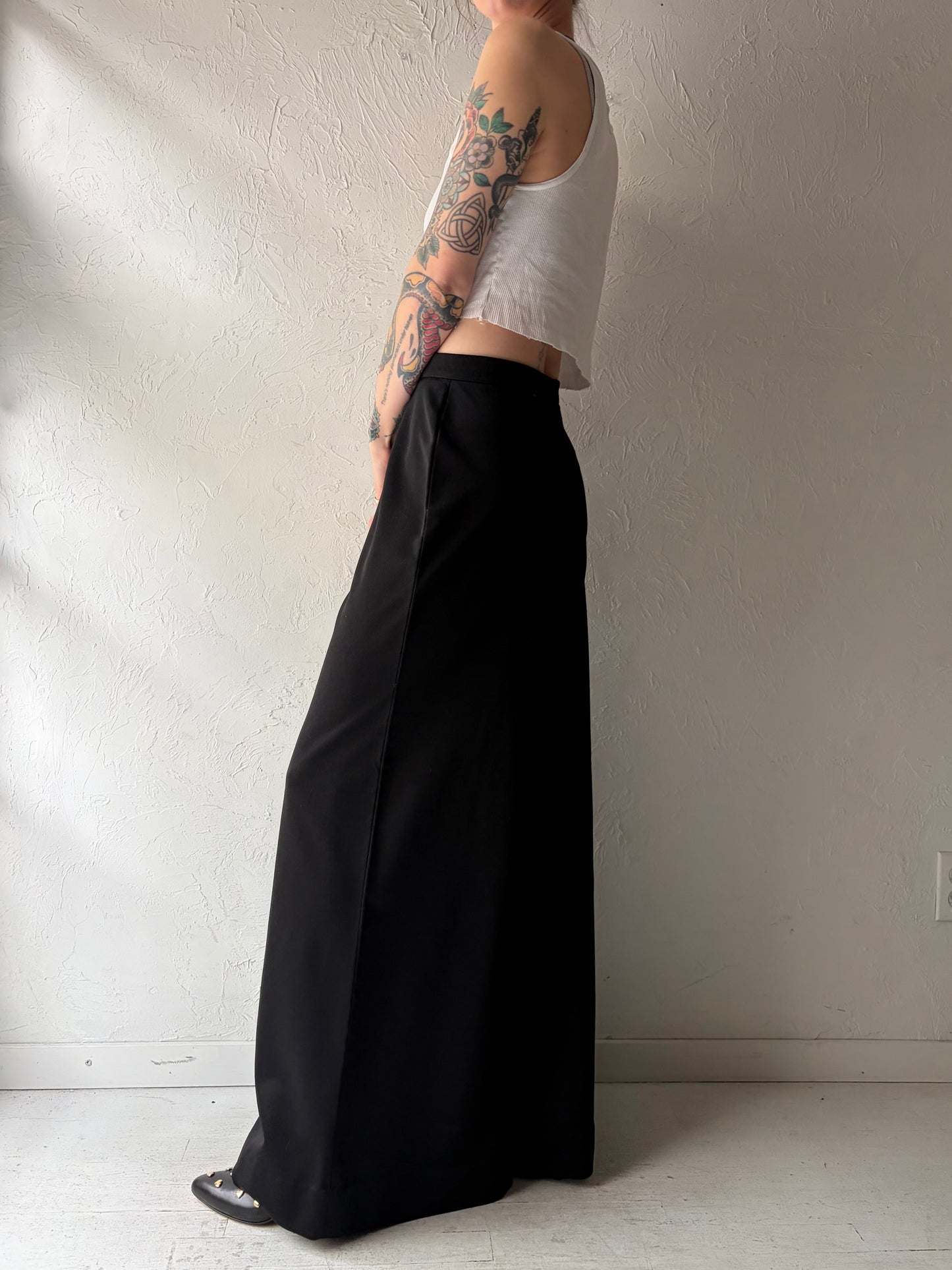 70s Black Bell Bottoms / Medium