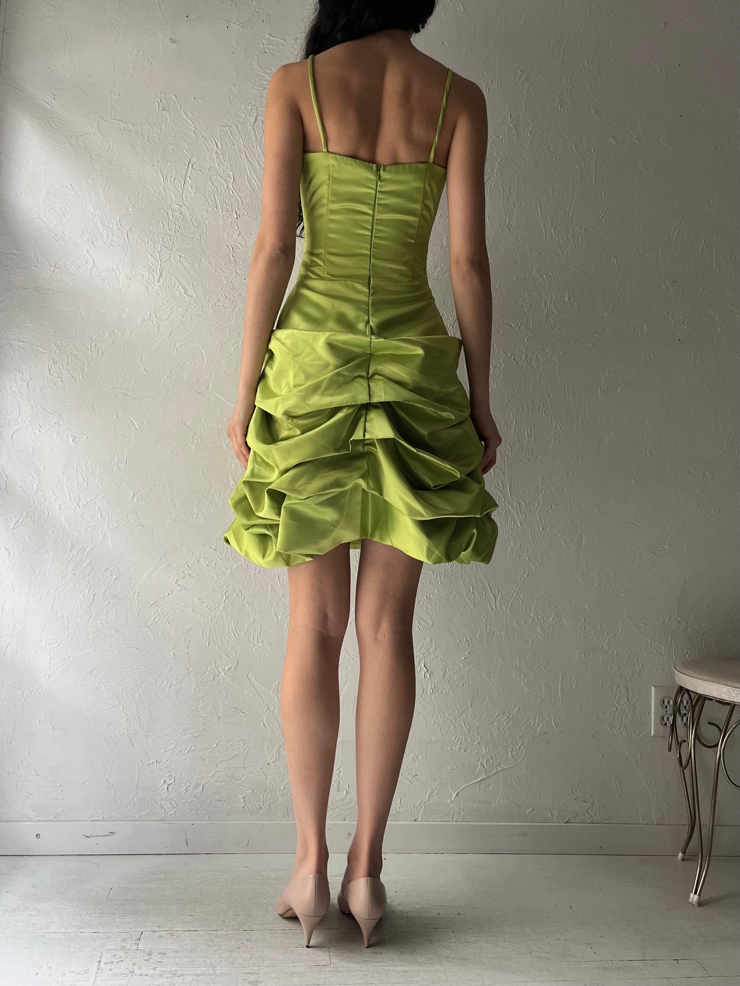 Y2k 'Star Box' Lime Green Bubble Mini Formal Dress / XS