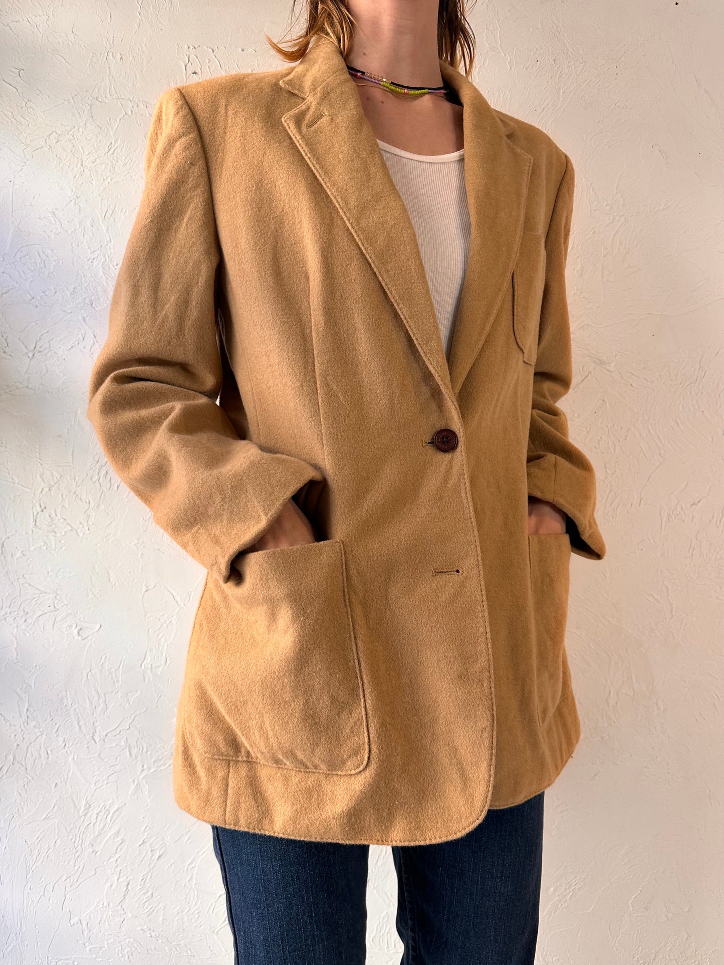 90s 'Ralph Lauren' Camel Hair Blazer Jacket / Large