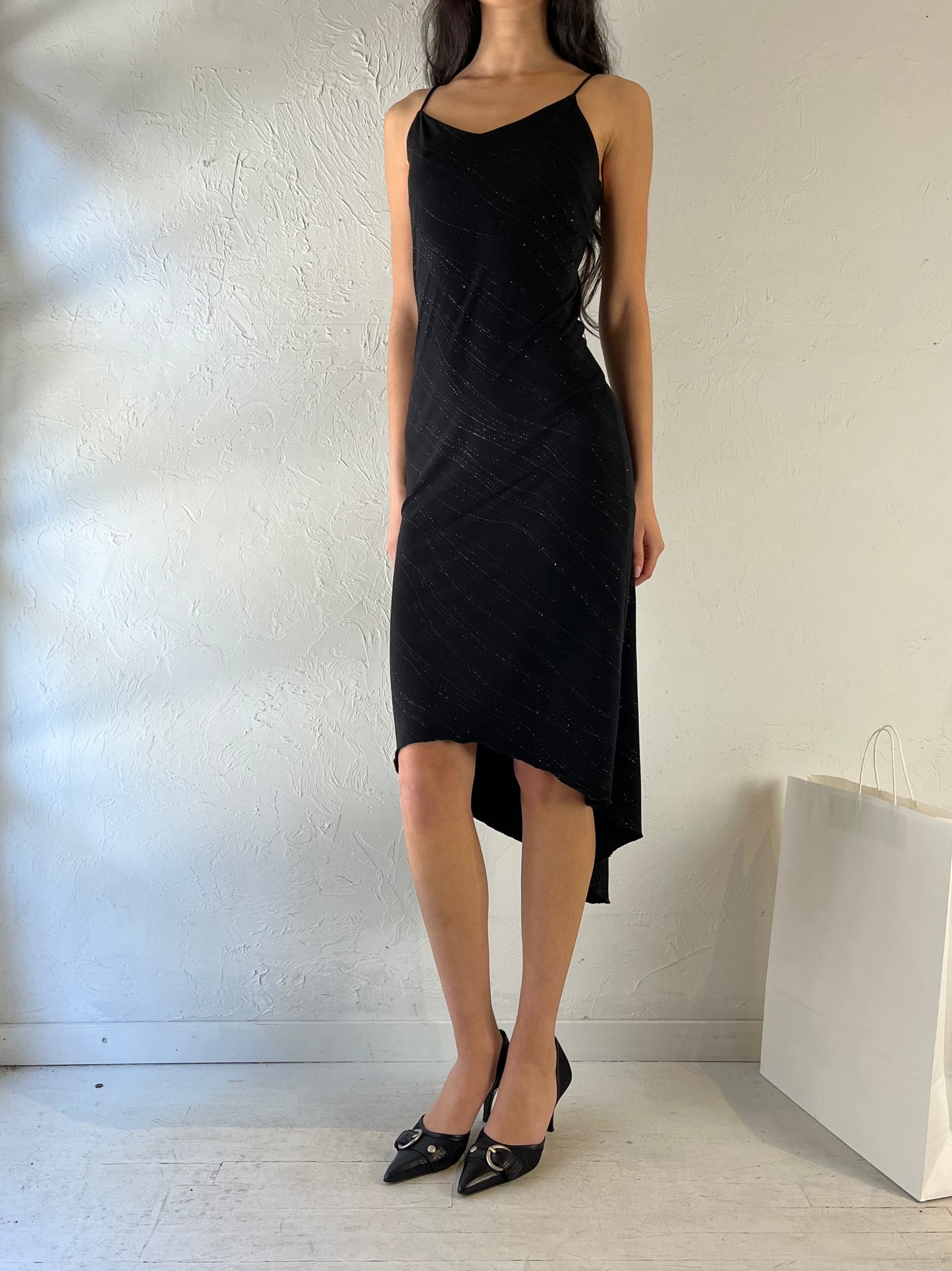 90s ‘Capucino’ Black Sparkly Dress / Small