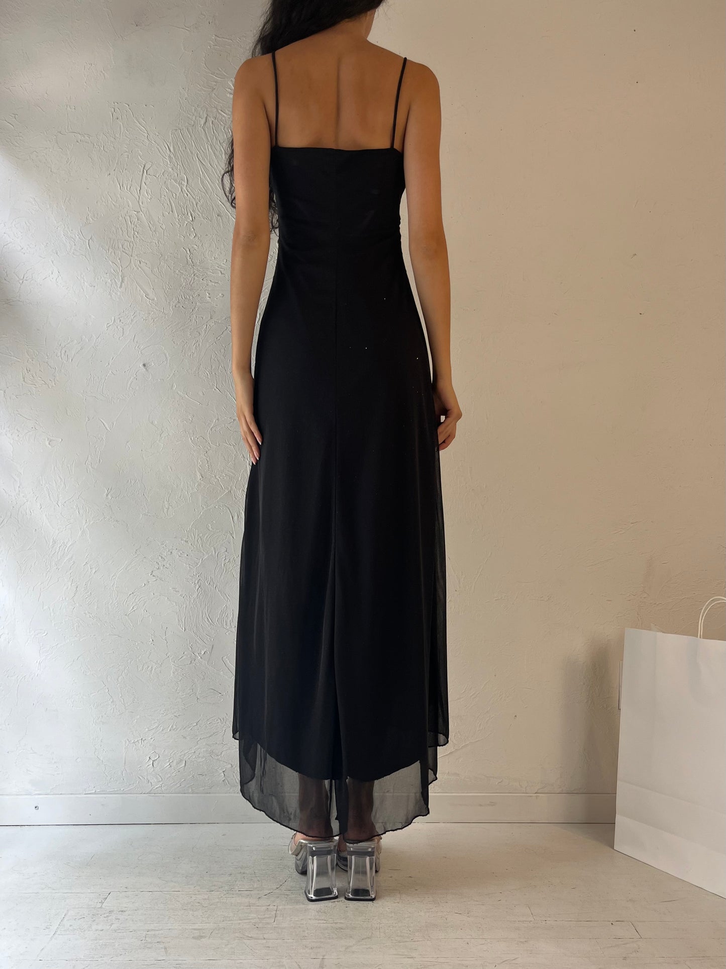 90s 'Mariposa' Black Sparkly Dress / Small